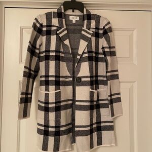 Elle Women's Checkered Blazer - Black, White, and Gray